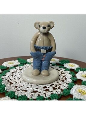 Rare Vintage Julia Francis Studio Pottery Cool Bear in Jeans